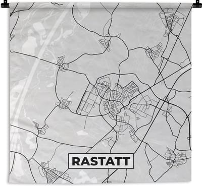 Wandkleed - Wanddoek - Stadskaart - Rastatt- Kaart - Duitsland - Plattegrond - 180x180 cm - Wandtapijt