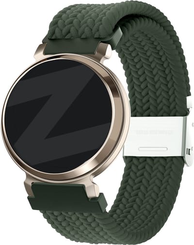 Bandz gevlochten nylon band 14mm - Hoogwaardig rekbaar nylon bandje met klemsluiting geschikt voor Garmin Lily 2 (alleen tweede versie) - groen