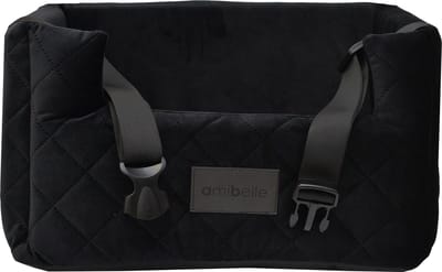 Velvet Black - Autostoel Voor Hond met Veilige Riempjes - 47x42cm - Wasbare Hondenmand Auto