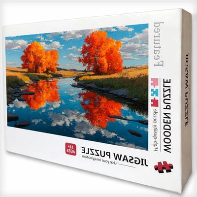 Houten Puzzel - Landschap Puzzel Boom Puzzel - Ontspannen Vrije Tijd - Achterkant met Letters - 122 x 81 cm