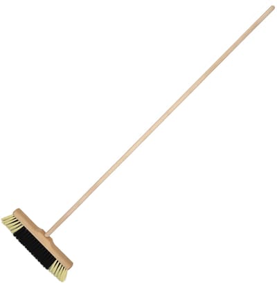 KOTARBAU® Straatbezem, met Houten Steel, 35 cm, Bruin, Nylon Borstels, Veegbezem, Buitenbezem, Tuinbezem, voor Binnen en Buiten, Ergonomisch Ontwerp