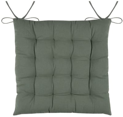 Stof Textile stoelkussens DUO - groen - 38 x 38 x 3.5 cm - touwtjes sluiting - zitkussens - binnen/buiten