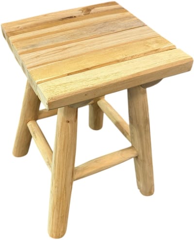 TeakOne - Kruk - Teak kruk - Houten Kruk - Zit Kruk - vierkant - Bijzet tafeltje - Massief Hout - Bohemian - Ibiza