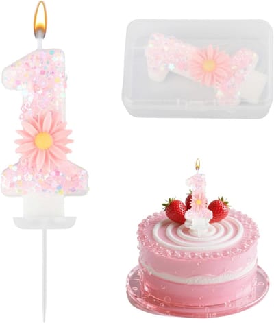 Cadeaukaars nummer 1 - met glitter - veilig voor kinderen - perfecte verjaardagstaart decoratie - ShopVlot