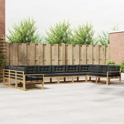 vidaXL - Buiten - bank - set - 10 - st - Wit - en - antracietkleurig