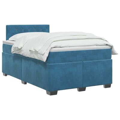 vidaXL - Boxspringbed - met - matras - Donkerblauw - 120 - x - 200 - cm - Fluweel