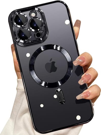 Backcover hoesje Geschikt voor: iPhone 16 met geïntegreerde Camera lens bescherming [magnetische hoes] compatibel met MagSafe Dames Heren - Zwart