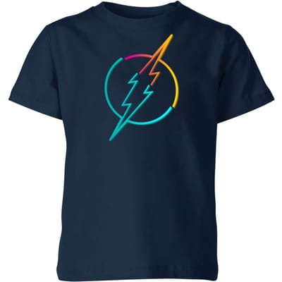 Justice League Neon Flash Kids' T-Shirt - Navy - 134/140 (9-10 jaar)