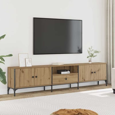 vidaXL - Tv-meubel - met - lade - 200x25x44 - cm - bewerkt - hout - artisanaal - eiken