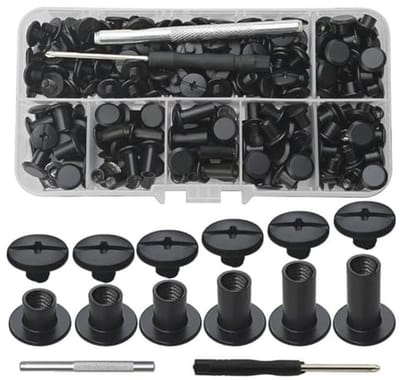 Boek Set van 130 Klinknagels - M5 x 4/5/6/8/10/12 mm - Reserveschroeven voor Tassen, Boeken, Halsbanden, Rugzakken