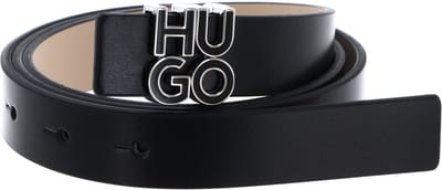 HUGO Leren Riem HU-GO Sta-En Sz25 Leather Belt W90 Black Zwart