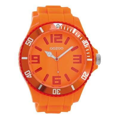 OOZOO Timepieces - Fluo oranje horloge met fluo oranje rubber band - C5828