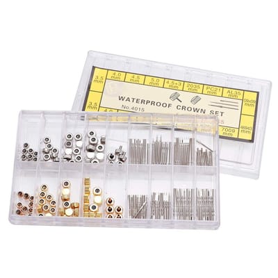 Dailygoods- Horlogekroon Roestvrij Staal - Horlogekroon/Veerstaafset - Horlogereparatie - Accessoireset - Reserveonderdelen - Duurzaam Materiaal - Horloge Reparatieset