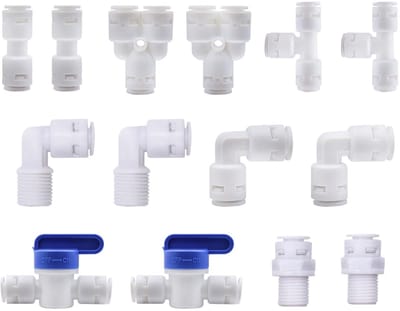 Dailygoods - Universele Aansluitset - RO Waterfilterfitting - Eenvoudige Installatie - Wit - Snel Verbinden - Geschikt voor Koelkastslang en Waterslang