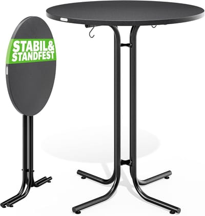 Inklapbare Ronde Partytafel 80x110cm - Verstelbare Houten en Metalen Tafel voor Feesten