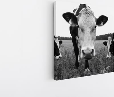 Saammp Canvas Schilderij - 3 Koeien in de wei - Natuur - Dieren - 20x20 - Foto op canvas - Wanddecoratie - Muurdecoratie Woonkamer - Slaapkamer decoratie - Canvas Print