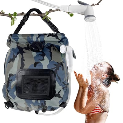 Zonne-douchezak 20 l - Opvouwbare Campingdouche met Omschakelbare Douchekop - Temperatuur tot 45 °C - Ideaal voor Wandelen en Klimmen