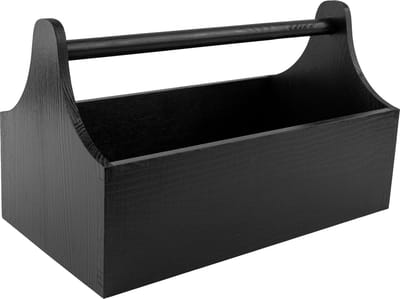 Creative Deco Houten Gereedschapskist met Handvat | Afmetingen 34 x 18 x 20,5 cm Zwart | Ideale Opbergdoos Als Cadeau
