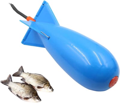 Voederdispenser Raket - Lokaashouder Visser - Aas Verspreiden - Aerodynamisch Design - 22 cm Lengte - Blauw
