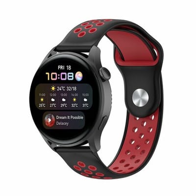 By Qubix - Sport Edition Siliconen band - Zwart + rood - Geschikt voor Xiaomi Redmi Watch 5 Active / Redmi Watch 5 Lite