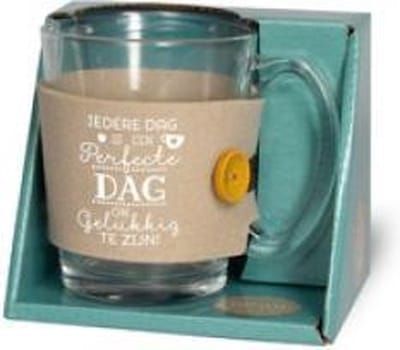 Theeglas - Gelukkig - Zijden lint "Speciaal voor jou" - Cadeauverpakking