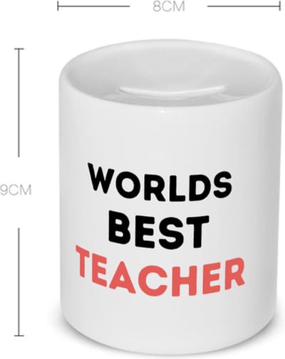 Akyol - worlds best teacher Spaarpot - Docent - de beste leraar/lerares - juf - meester - verjaardagscadeau - verjaardag - cadeau - afscheidscadeau - geschenk - leuke cadeau - kado - gift - juffendag - meesterdag - 350 ML inhoud