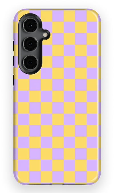 Design Hoesje Samsung Galaxy S24 Plus | Geschikt Voor Mag | Tiny Squares Checkered Print | Backcover Samsung Galaxy S24 Plus Lilac Lemonade