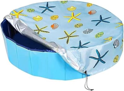 Zwembadafdekking - Zwembad Afdekzeil - Rond - Met Trekkoord - Waterdicht en Scheurvast - Voor Buitenzwembaden - Blauw Zeildoek - Beschermt Tegen Bladeren en Puin - 82 x 30 cm