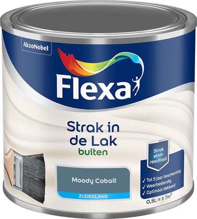 Flexa - Strak In De Lak Buitenlak Zijdeglans - Moody Cobalt - Mengverf - 500 Ml