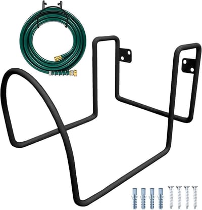 Tuinslang Hanger - Slang Opberger - Buiten Opruimen - Roestbestendig Staal - 120 Meter - Zwart