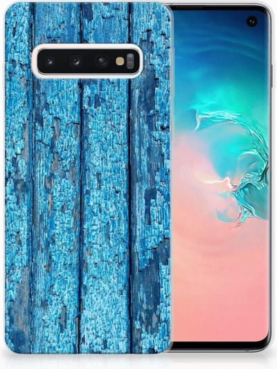 Samsung Galaxy S10 Bumper Hoesje Wood Blue