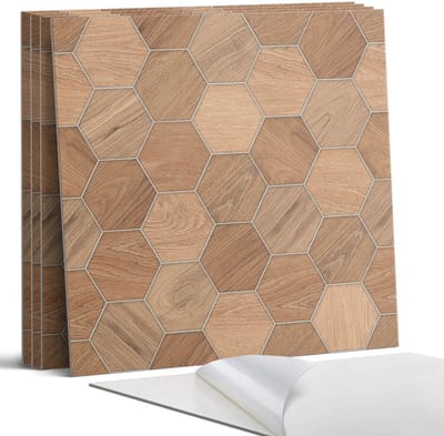 Coloray Wandpanelen Zelfklevend - Zeshoekig tegelpatroon Zelfklevende Wandpanelen - 50 cm x 50 cm - Bruin Wandpaneel PVC - 4 stuks - Texturen Wandpanelen Zelfklevend - Keuken Wandpanelen - Wandpanelen Badkamer