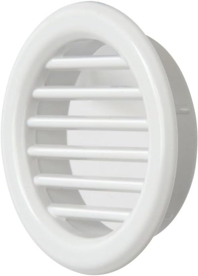 Rond Inbouw Ventilatie Rooster Wit Kunststof - Voor Badkamer of Keuken