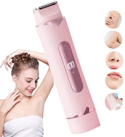 2-in-1 damesscheerapparaat - Bikini trimmer - Elektrisch scheerapparaat voor lichaam, gezicht en oksels - Dubbele scheerkoppen - Geschikt voor nat en droog gebruik - IPX7 waterdicht - Roze