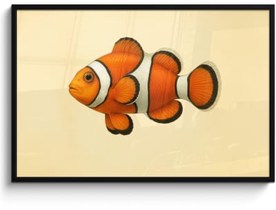 Poster in lijst - Fotolijst 120x80 cm - Posters - Vis - Oranje - Strepen - Posterlijst zwart - Decoratie - Wanddecoratie woonkamer - Muurdecoratie slaapkamer