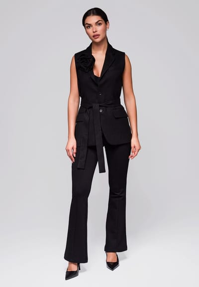 OMBRE Gilet - Slim Fit - Knopen - Effen Zwart M