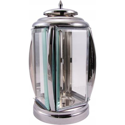 Zware roestvrijstalen graflantaarn met dik glas - modern design