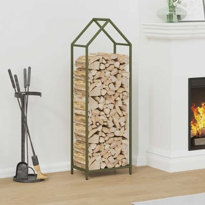 vidaXL - Brandhoutrek - 40x25x120 - cm - koudgewalst - staal - olijfgroen