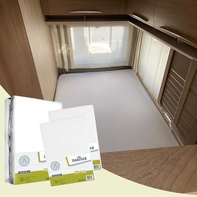 Textielpakket Frans bed - 1 molton met 2 hoeslakens - links 2 x Wit