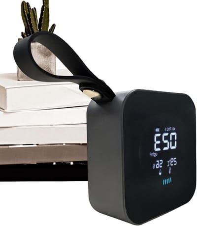 Luchtkwaliteit Meter - Stof Detector - Gezondheid Bewaken - Real-time LED Display - 7x7x2.8 cm - Grijs