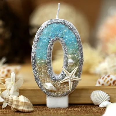 DW4Trading Verjaardagskaars 0 Blauw met Zeester - Cijfer-kaars - Taartversiering