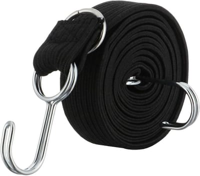 Bagageriem met Haken - Spanband Elastiek - Vervoer Vastzetten - Verstelbare Lengte - 2 Meter - Zwart
