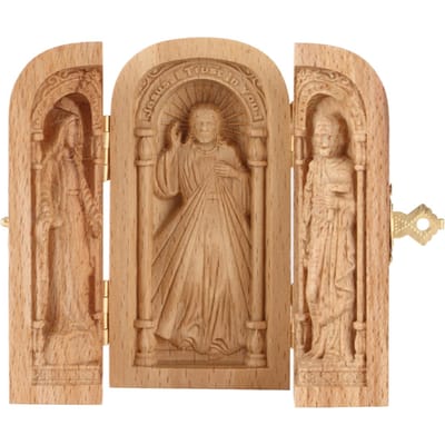 Statue d'église portable sculptée à la main, triple boîte ouverte, ornement sacramentel catholique, cadeaux chrétiens