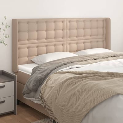 vidaXL - Hoofdbord - met - randen - 163x16x118/128cm - kunstleer - cappuccinokleur