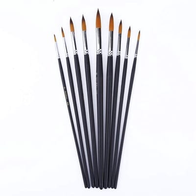Vt products - Ronde Puntige Tip Verfborstels - 9 Stuks - Hoogwaardige