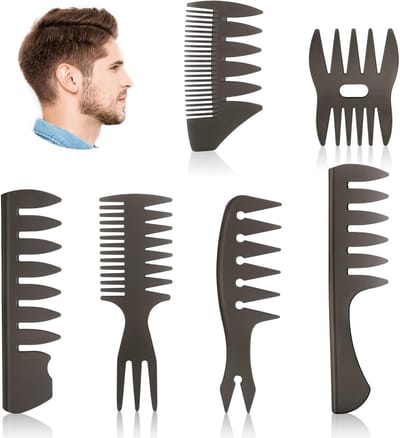 Professionele Styling Kam Set voor Mannen en Vrouwen, 6-delige Haarstyling Kit met Brede Tanden, Antistatische Kammen voor Pompadour en Krullen, Ideaal voor Haarstyling en Vormgeving