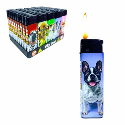 Klik aanstekers - met dieren print - 50 stuks in tray navulbaar- electronic aansteker - Happy pets- Unilite (high quality)