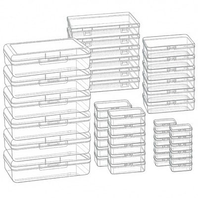Dailygoods- Opbergdoos 42 Stuks - Mini Plastic Dozen - Doorzichtig - Scharnierend Deksel - Diverse Maten - Ideaal voor Kleine Voorwerpen - Opbergbox
