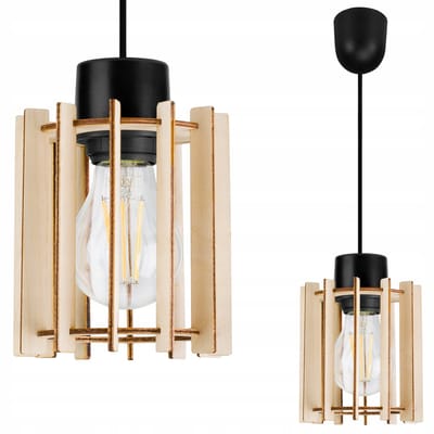 Moderne Houten Hanglamp Zwart/Hout E27 - Stijlvol en Uniek