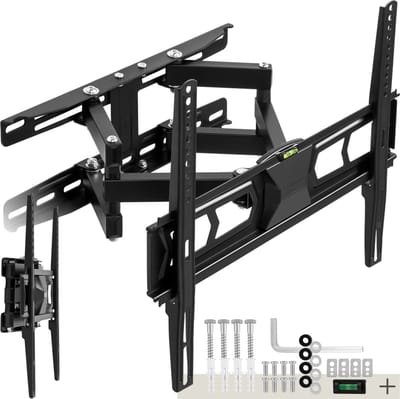 tectake® TV-muurbeugel - Kantelbaar, draaibaar en uitschuifbaar - VESA 150x150 tot 400x400 - Voor 81-191 cm (32-75") - Draagkracht tot 60 kg - Zwart